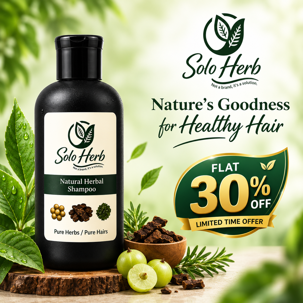 Natural Herbal Shampoo - Solo Herb - Image 3